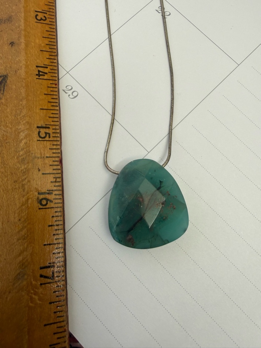 Vintage Monet Chrysoprase    Teardrop Stone Pendant Necklace -
